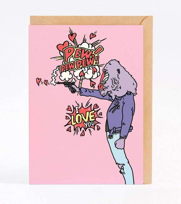 Wally Paper Co Greeting Card - Pew Pew Pew - sold at Have You Met Charlie? a unique gift store located in Adelaide, South Australia.