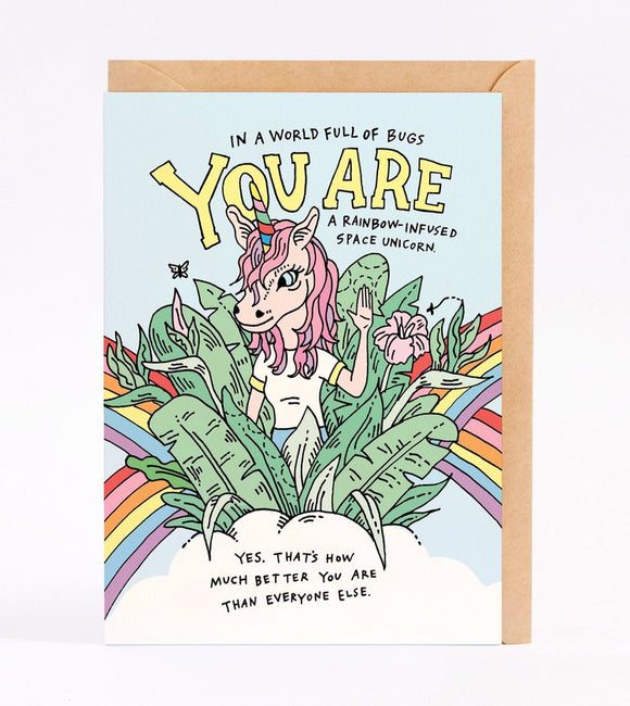 Wally Paper Co Greeting Card - Rainbow Space Unicorn - sold at Have You Met Charlie? a unique gift store located in Adelaide, South Australia.