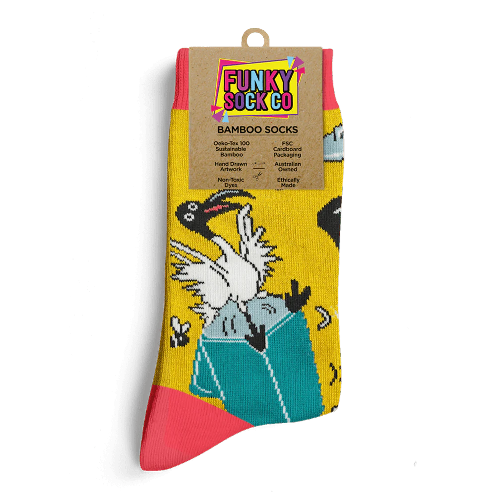 Funky Sock Co Bamboo Socks - Wheelie Bin Chicken sold at Have You Met Charlie? a unique gift shop in Adelaide, South Australia