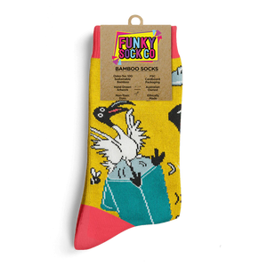 Funky Sock Co Bamboo Socks - Wheelie Bin Chicken sold at Have You Met Charlie? a unique gift shop in Adelaide, South Australia