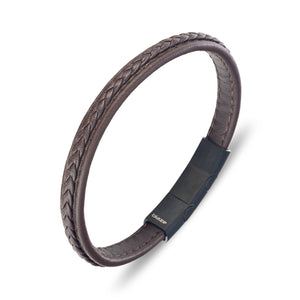 Leather & Stainless Steel Men's Bracelet - Plait Leather. Sold at Have You Met Charlie?, a unique gift shop located in Adelaide, South Australia.