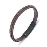 Leather & Stainless Steel Men's Bracelet - Flat Braid Various