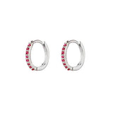 Sterling Silver Sleepers - Ruby Pink CZ Studded