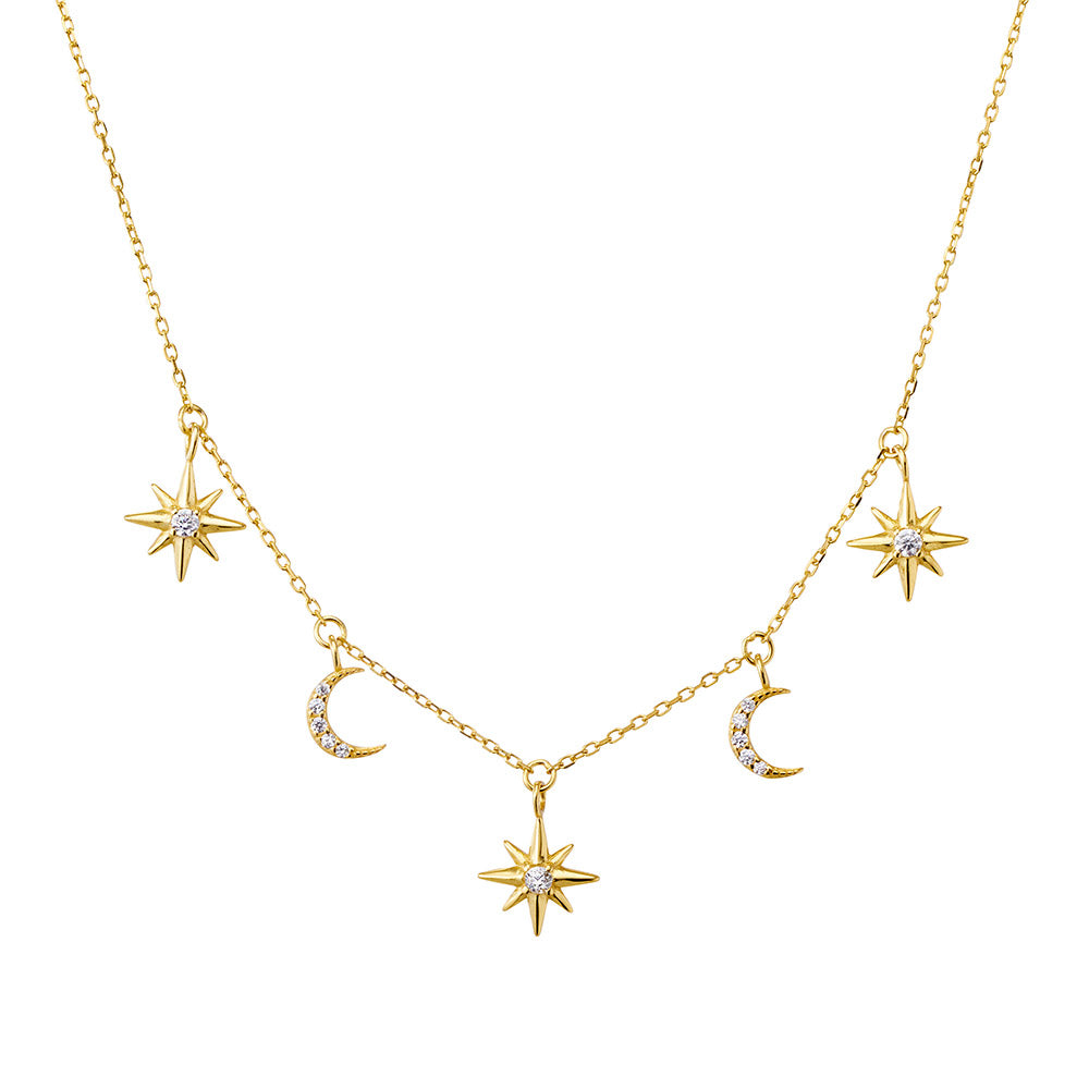 Sterling Silver Necklace - CZ Star and Moon, Sold at Have You Met Charlie?, a unique gift shop located in Adelaide, South Australia.