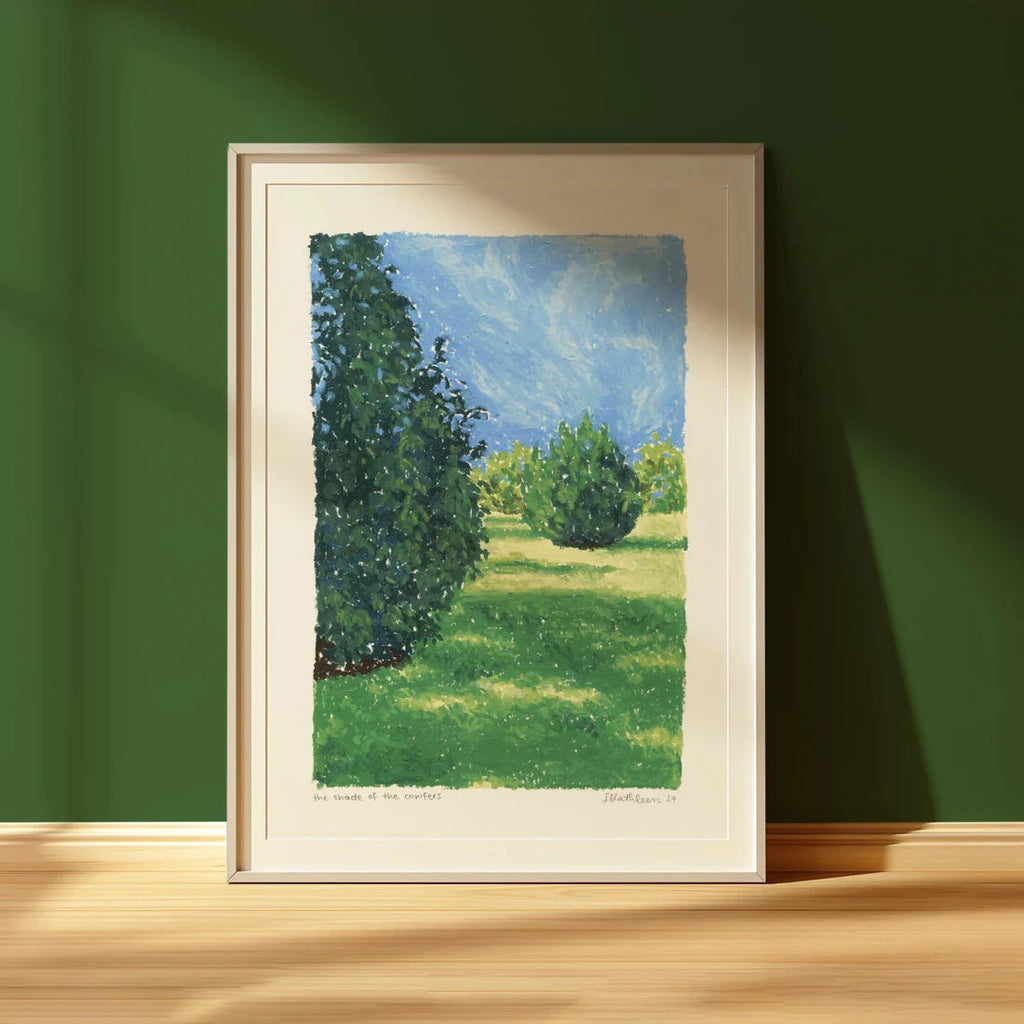 Lauren Kathleen Art Print - The Shade of the Conifers, sold at Have You Met Charlie? a unique gift shop in Adelaide, South Australia