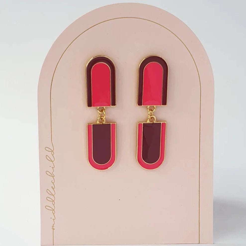 Middle Child - Tandem Earrings Pink- sold at Have You Met Charlie? a unique giftshop located in Adelaide, South Australia.