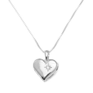 Sterling Silver Necklace - Heart Locket CZ*