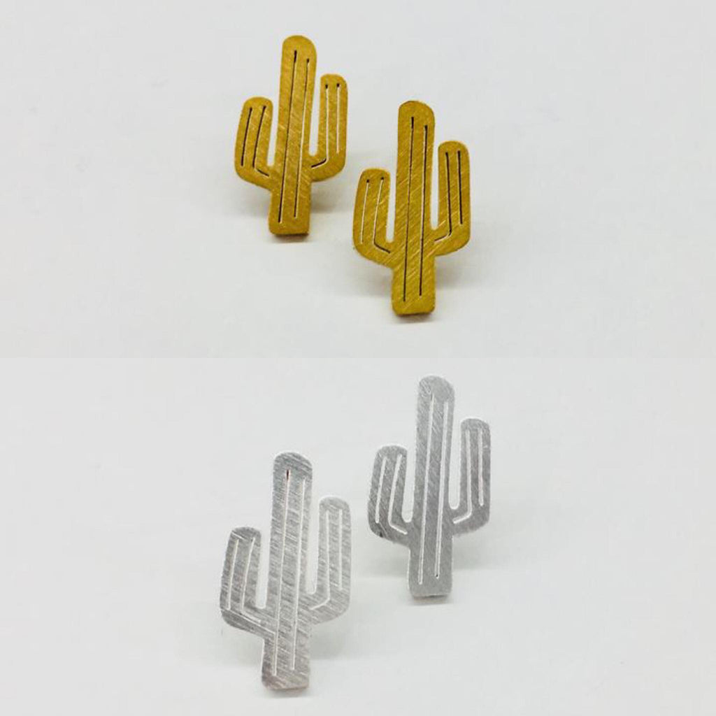 simple stainless steel cactus earrings from have you met charlie a unique gift shop in adelaide south australia