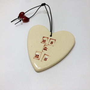 various mr & ms heart ceramic ornament by RJ crosses from have you met charlie a gift shop with Australian unique handmade gifts in Adelaide South Australia