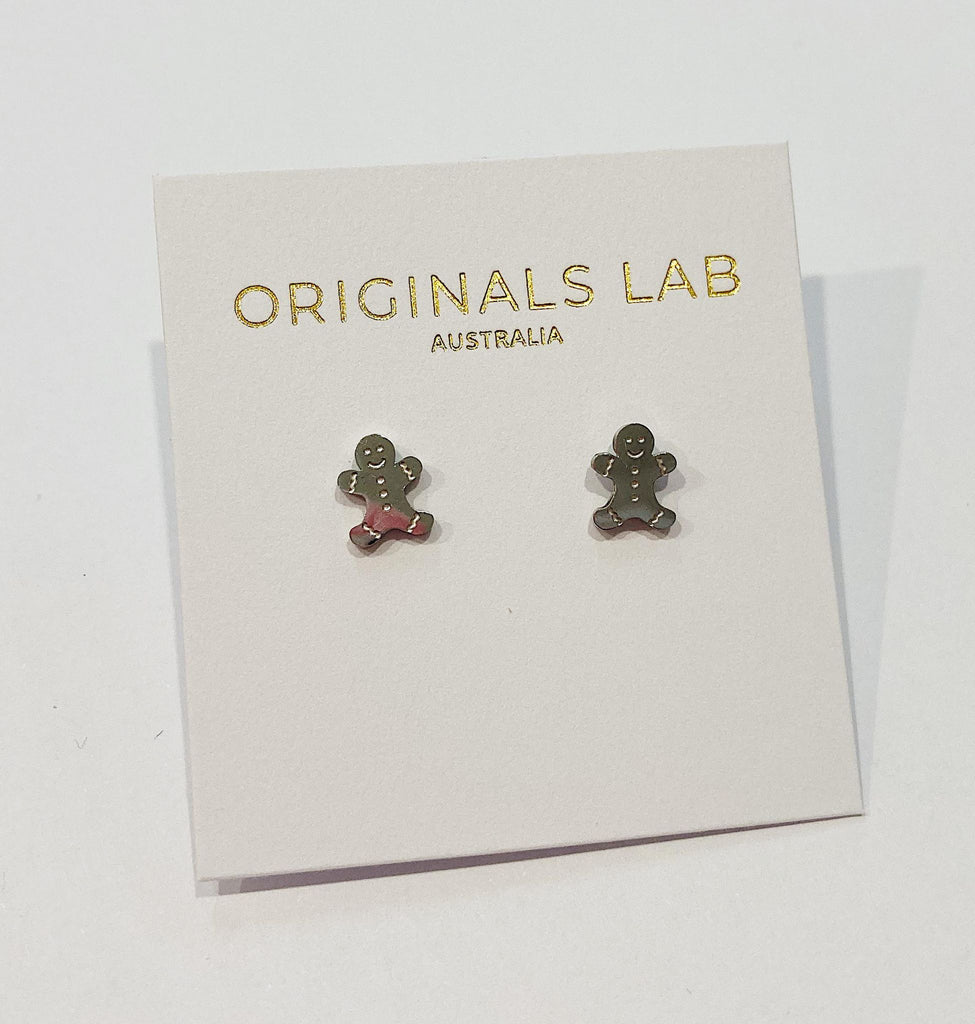 Originals Lab Earrings Christmas Gingerbread man stud from have you met charlie a gift shop with Australian unique handmade gifts in Adelaide South Australia 