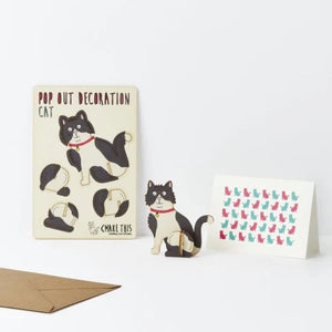 Pop Out Decoration Card - Black & White Cat from have you met charlie a gift shop in Adelaide south Australian with unique handmade gifts