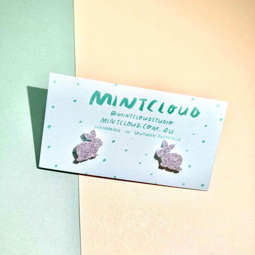 Mintcloud Earrings - Easter Bunny Studs from have you met charlie a gift shop in Adelaide south Australian with unique handmade gifts