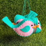 Pink and green World of Kawaii Gifts - Glitter Birds Hanging Ornaments from have you met charlie a gift shop in Adelaide south Australian with unique handmade gifts