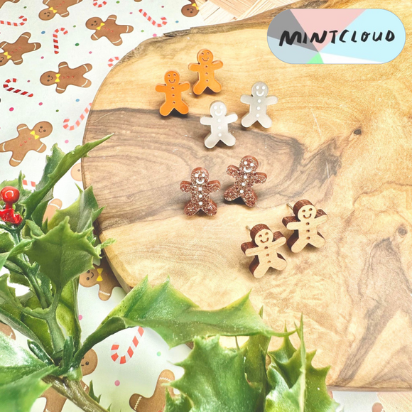 Mintcloud Christmas Stud Earrings - Gingerbread People Various Colours