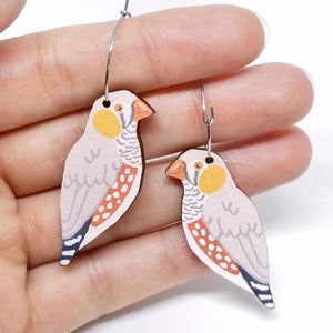 Pixie Nut & Co Dangle - Zebra Finch Hoops, sold at Have You Met Charlie?, a unique gift store in Adelaide, South Australia.