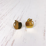 Stainless Steel Shiny Apple studs in gold sold at Have You Met Charlie? a unique gift shop in Adelaide, South Australia.
