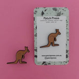 Kangaroo (Black metal) Patch Press Pin sold at Have You Met Charlie? in Adelaide, SA