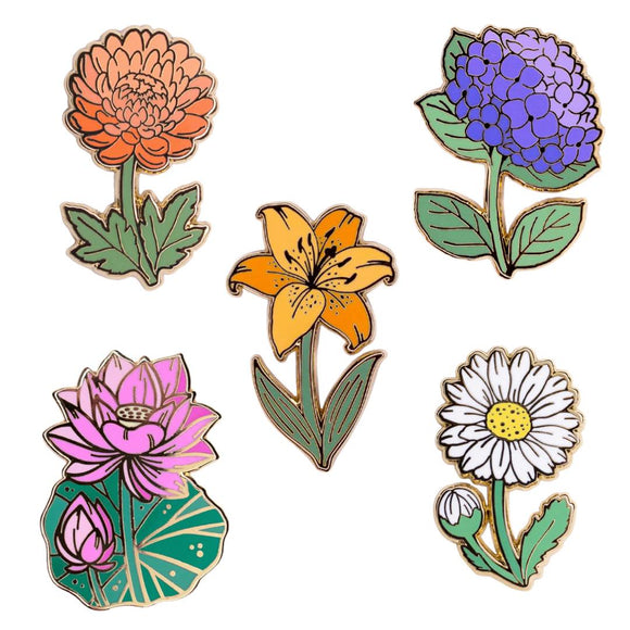 Botanical Brights various enamel flower pins - sold at Have You Met Charlie? a gift shop in Adelaide, South Australia selling unique and handmade gifts.