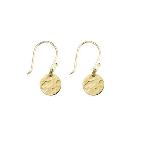 simple sterling silver drop earrings with hooks and hammered circle in gold rose gold and silver from have you met charlie in australia 