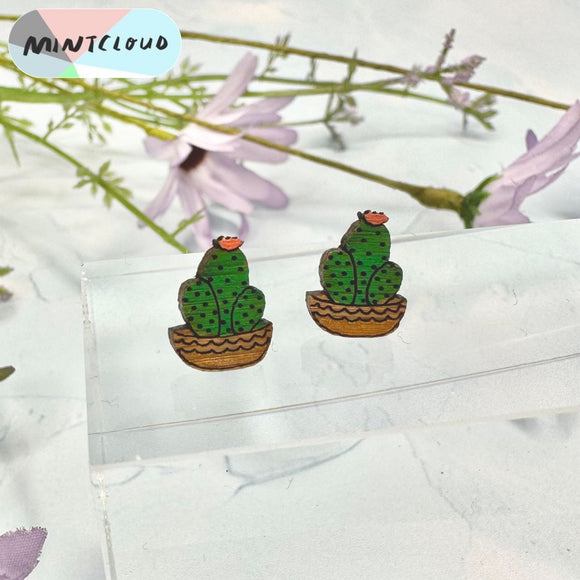 Mintcloud Earrings - Potted Cacti Trio*