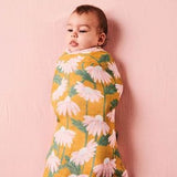 100% Bamboo Kip & Co baby swaddles - Daisy Bunch Mustard from have you met charlie, a unique and quirky gift shop in Adelaide, South Australia