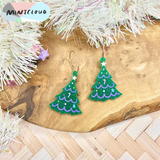 Mintcloud Christmas Earrings - Christmas Tree Painted