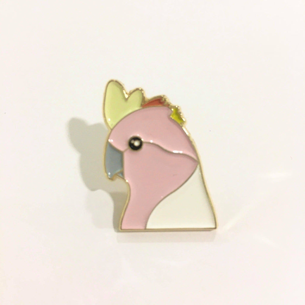 major mitchell cockatoo enamel pin by patch press from have you met charlie a gift shop with Australian unique handmade gifts in Adelaide South Australia