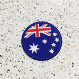 australian flag iron on patch by patch press from have you met charlie a gift shop with Australian unique handmade gifts in Adelaide South Australia