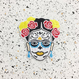 frida kahlo sugar skull iron on patch by patch press from have you met charlie a gift shop with Australian unique handmade gifts in Adelaide South Australia