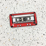 red cassette tape iron on patch by patch press from have you met charlie a gift shop with Australian unique handmade gifts in Adelaide South Australia