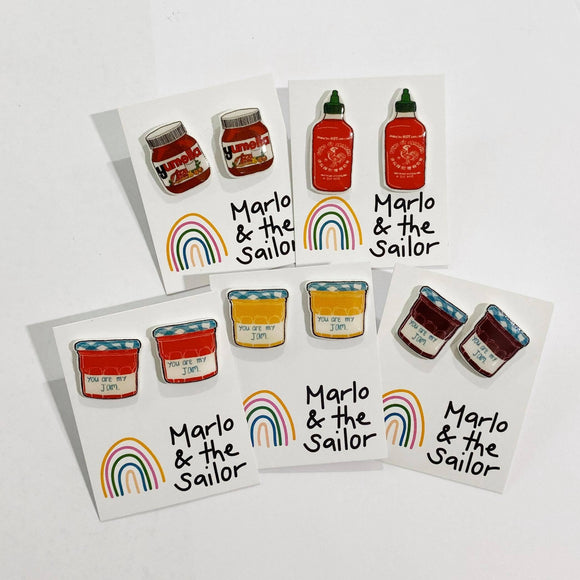jam nutella and sriracha stud earrings by marlo & the sailor from have you met charlie a gift shop with unique handmade australian gifts in adelaide south australia