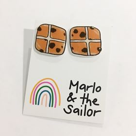 hot cross bun easter stud earrings by marlo & the sailor from have you met charlie a gift shop with unique handmade australian gifts in adelaide south australia