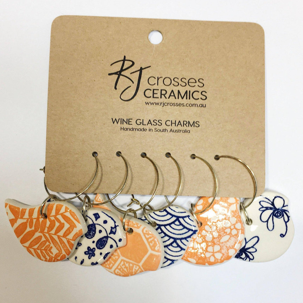 RJ Crosses - Ceramic Wine Glass Charms - Various from have you met charlie a gift shop with Australian unique handmade gifts in Adelaide South Australia