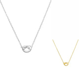 a simple sterling silver necklace with a knot shaped pendant in silver or gold from have you met charlie unique gift shop in adelaide australia