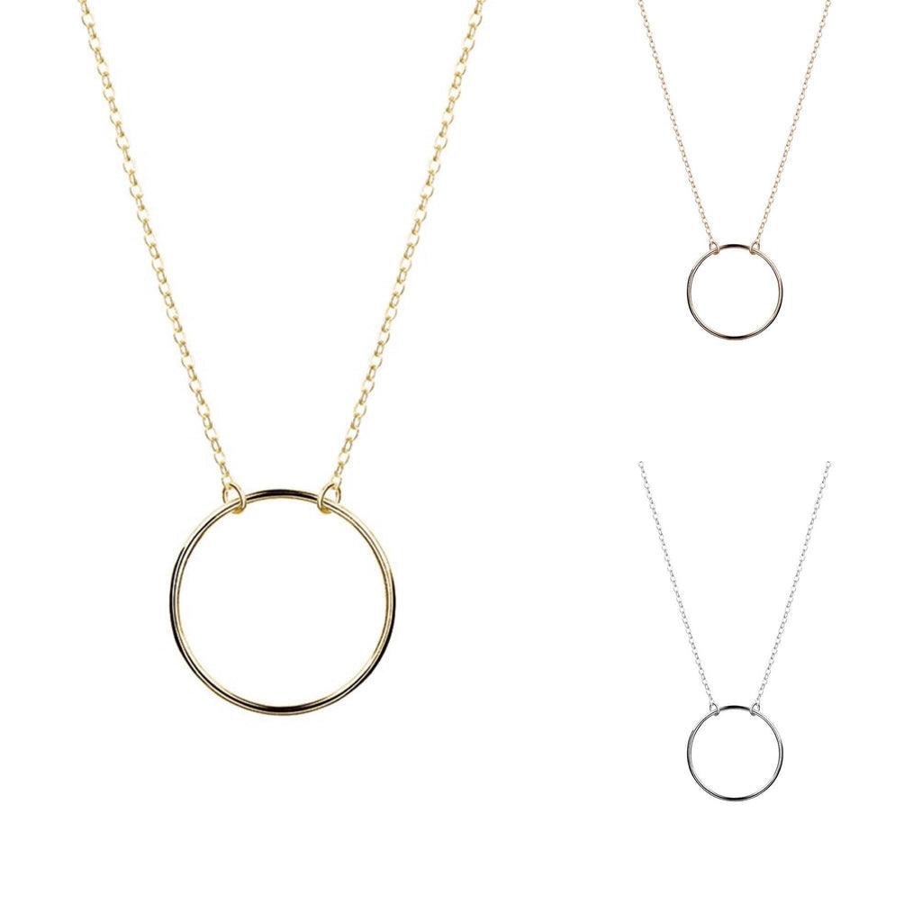 a simple sterling silver rose gold or gold necklace with 2cm open circle pendant from have you met charlie in adelaide south australia gift shop