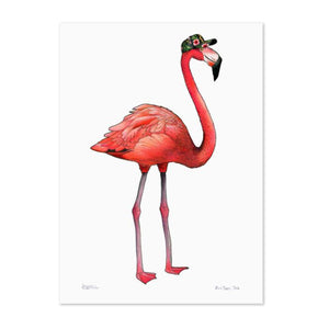 Birds In Hats Print - Flamingo in Tropical Hat A4 from have you met charlie a gift shop with Australian unique handmade gifts in Adelaide South Australia