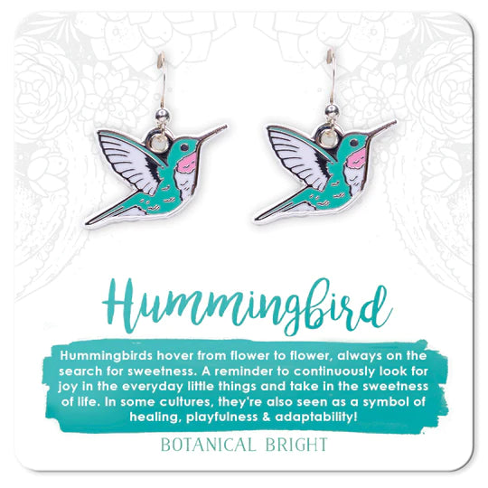 Botanical Bright Dangle Earrings - Hummingbird. Sold at Have You Met Charlie?, a unique gift shop located in Adelaide, South Australia.
