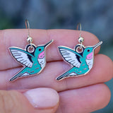 Botanical Bright Dangle Earrings - Hummingbird. Sold at Have You Met Charlie?, a unique gift shop located in Adelaide, South Australia.