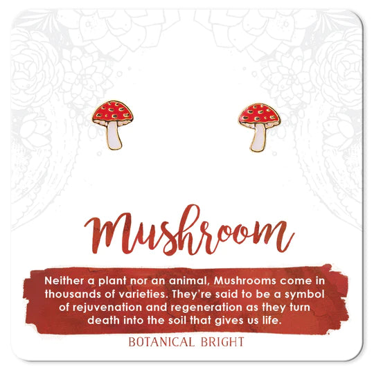 Botanical Bright Stud Earrings - Mushroom
