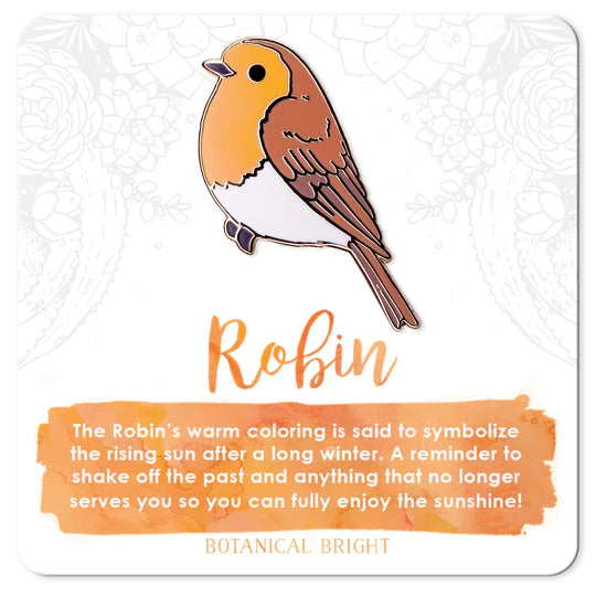 Botanical Brights enamel Robin pin - sold at Have You Met Charlie? a gift shop in Adelaide, South Australia selling unique and handmade gifts.