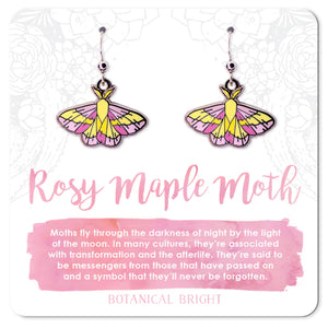 rosy maple moth earrings from botanical bright available at have you met charlie in adelaide south australia