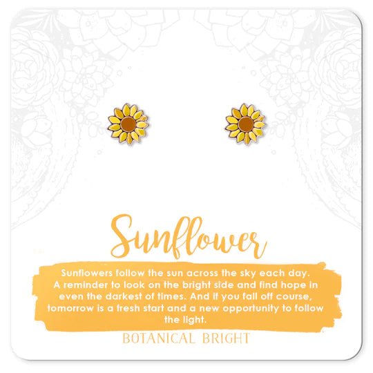 Botanical Bright - Sunflower Stud Earrings. Sold at Have You Met Charlie?, a unique gift shop located in Adelaide, South Australia.