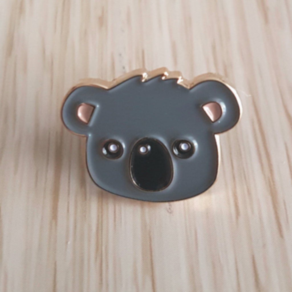 grey koala enamel pin by patch press from have you met charlie a gift shop with Australian unique handmade gifts in Adelaide South Australia