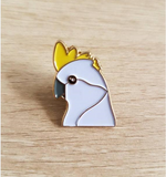 cockatoo enamel pin by patch press from have you met charlie a gift shop with Australian unique handmade gifts in Adelaide South Australia