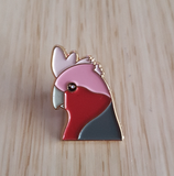 galah enamel pin by patch press from have you met charlie a gift shop with Australian unique handmade gifts in Adelaide South Australia