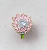 baby pink protea enamel pin by patch press from have you met charlie a gift shop with Australian unique handmade gifts in Adelaide South Australia