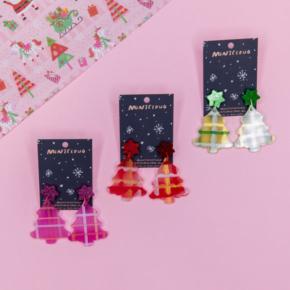 Mintcloud Christmas Earrings - Tartan Christmas Tree