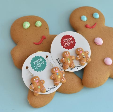 Saturday Lollipop Christmas Earrings - Gingerbread
