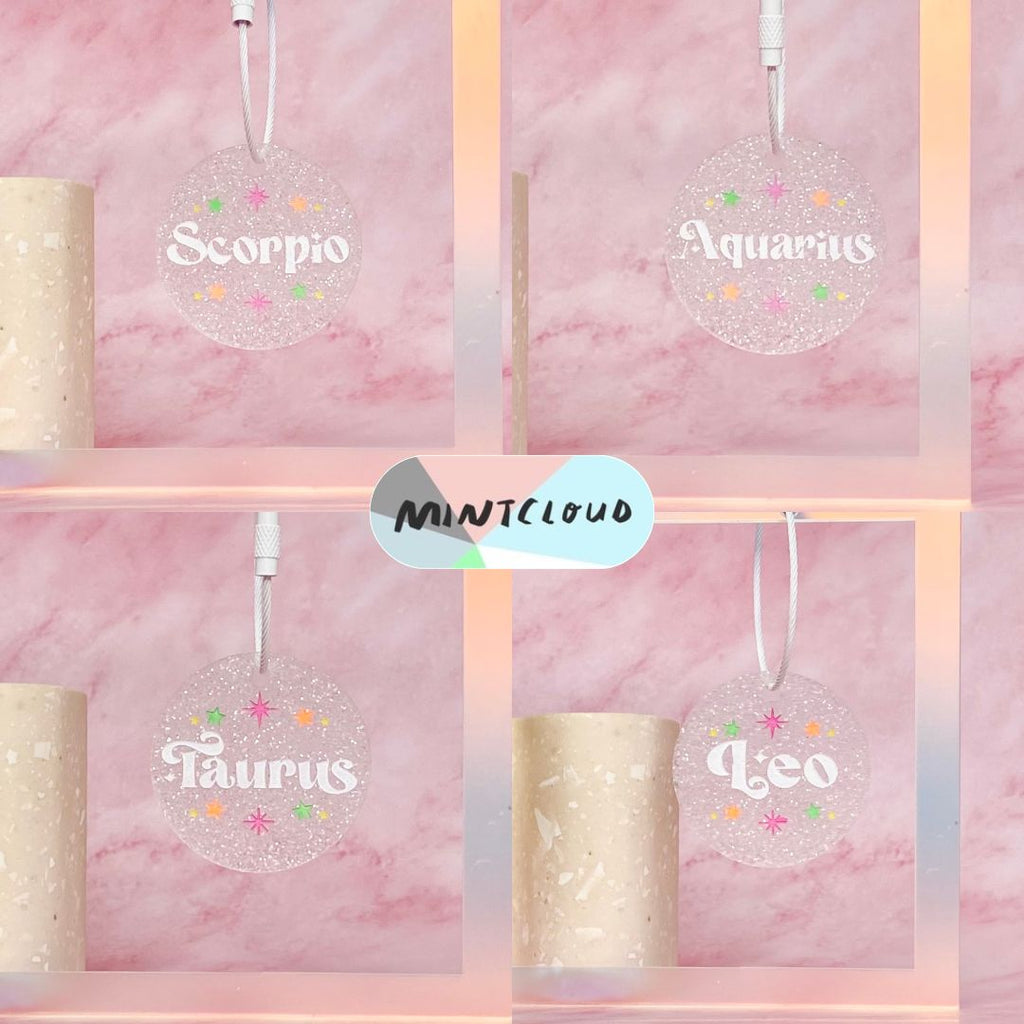 Zodiac sign hanging bag tag charm from have you met charlie, a gift store in south australia