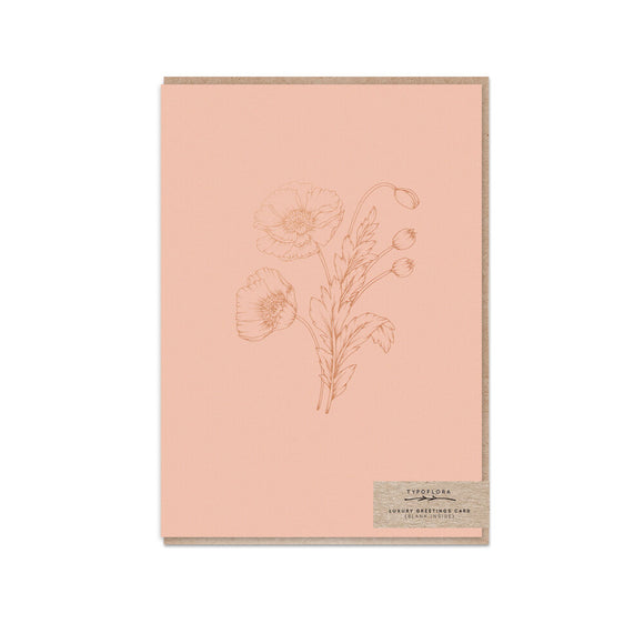 Gorgeous blush greeting card with rose gold foil poppy illustration from unique gift shop have you met charlie in adelaide south australia